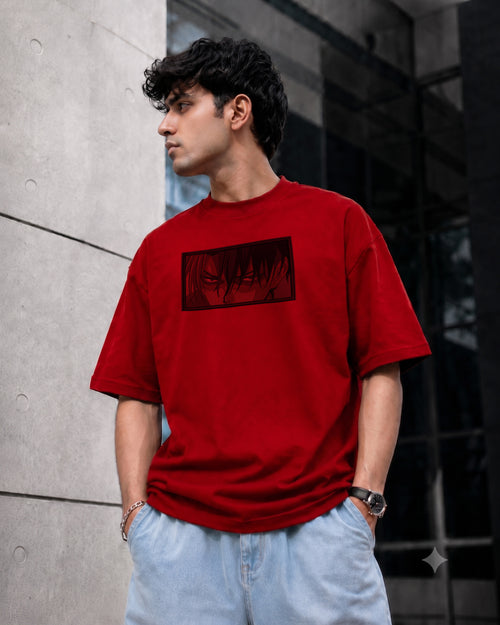 Hk Samurai eye Embroidery Oversized T-shirt | Unisex T-shirts