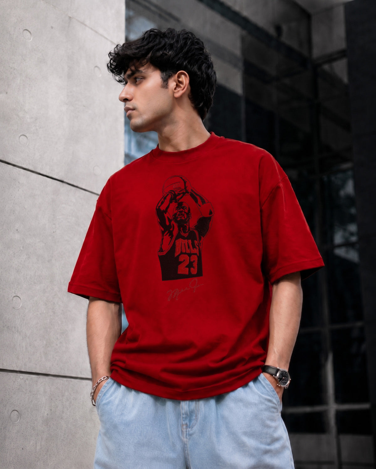 Hk Trending Vollyball Embroidery Oversized T-Shirt | Unisex