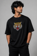 Hk Trending Tiger Face Embroidery Oversized T-shirt | Unisex T-shirt