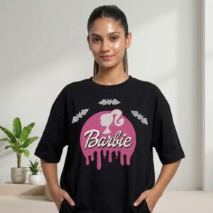 Ultra-Soft French Terry T-Shirt | Premium Barbie Embroidery Design & 99% No-Fade Guarantee